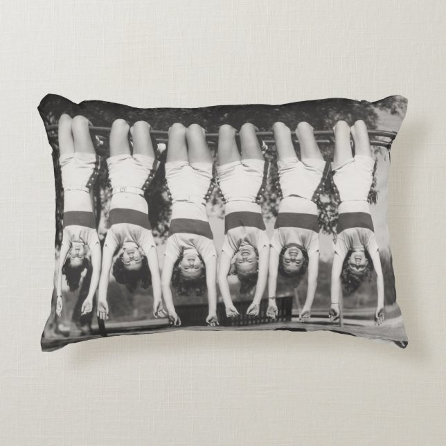 Showgirls on monkey bars, playful design. accent pillow (Front)