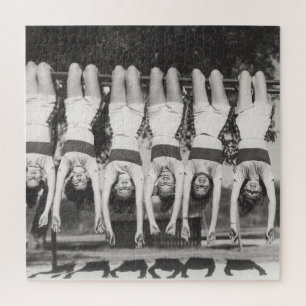 Showgirls on monkey bars, playful design. jigsaw puzzle