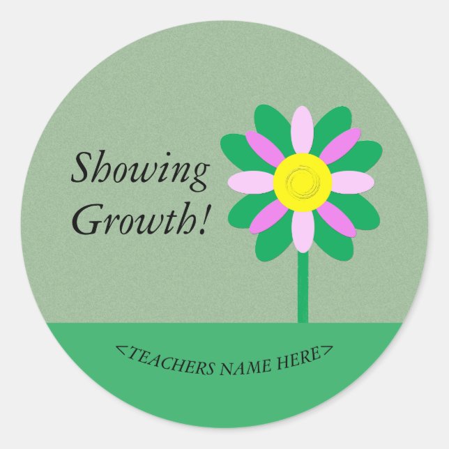 Showing growth flower customizable Teacher sticker (Front)