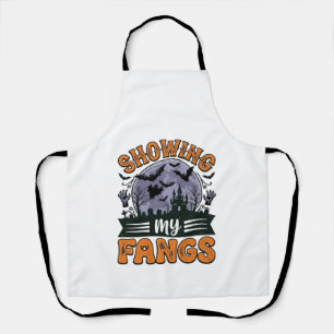 Showing My Fangs Vintage Halloween Vampire Shirt_1 Apron