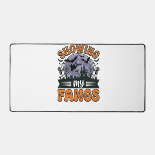 Showing My Fangs Vintage Halloween Vampire Shirt_1 Desk Mat