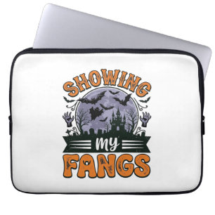Showing My Fangs Vintage Halloween Vampire Shirt_1 Laptop Sleeve