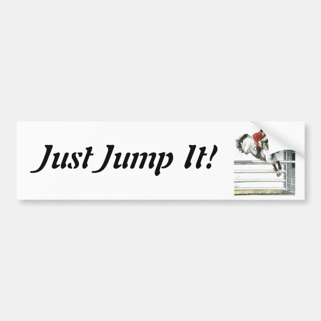 Showjumping Grey Horse Over Fences Bumper Sticker (Front)