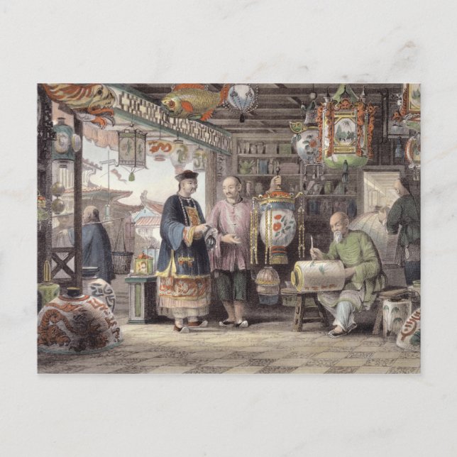 Showroom of a Lantern Merchant in Peking, from 'Ch Postcard (Front)