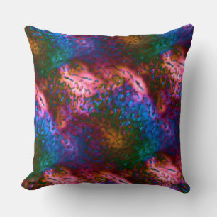 Showy blue chromed scales on salmon throw pillow