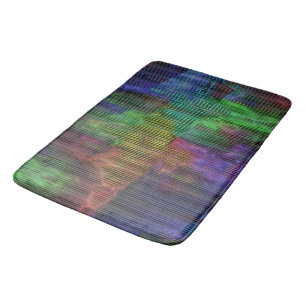 Showy coloured spots under deformed stripes lines bath mat
