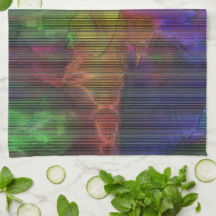 Showy coloured spots under deformed stripes lines kitchen towel