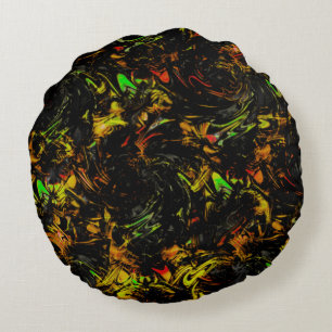 Showy colourful spots wrapped by flashy black round pillow