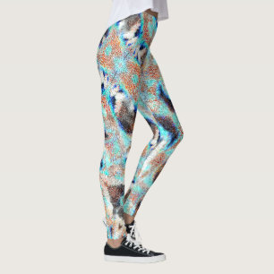Showy colours splash texture sky orange blue...  leggings
