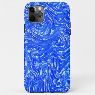 Showy curved to grainy traces,clear blue texture iPhone 11 pro max case