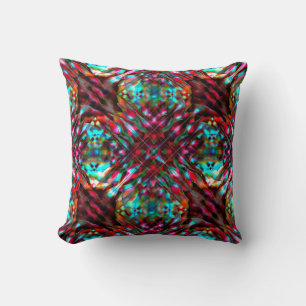 Showy dark red burnt beige, acrylic style throw pillow