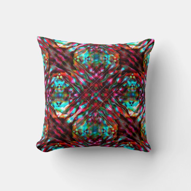 Showy dark red burnt beige, acrylic style throw pillow (Front)