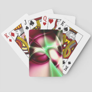 Showy pink to green in snail-like lines, to sepia  playing cards
