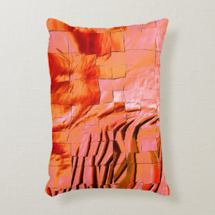 Showy salmon colour in mosaic texture soft carved accent pillow