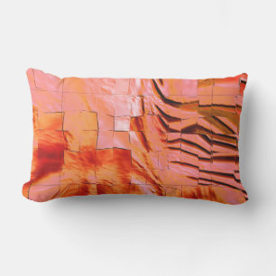 Showy salmon colour in mosaic texture soft carved  lumbar pillow
