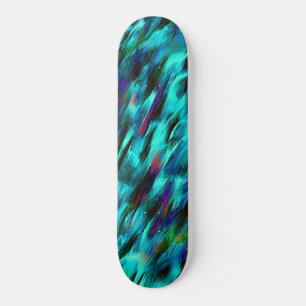 Showy stained from blue to cyan, reddish spots skateboard