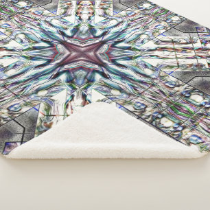 Showy texture kaleidoscope in sandy silvery colour sherpa blanket