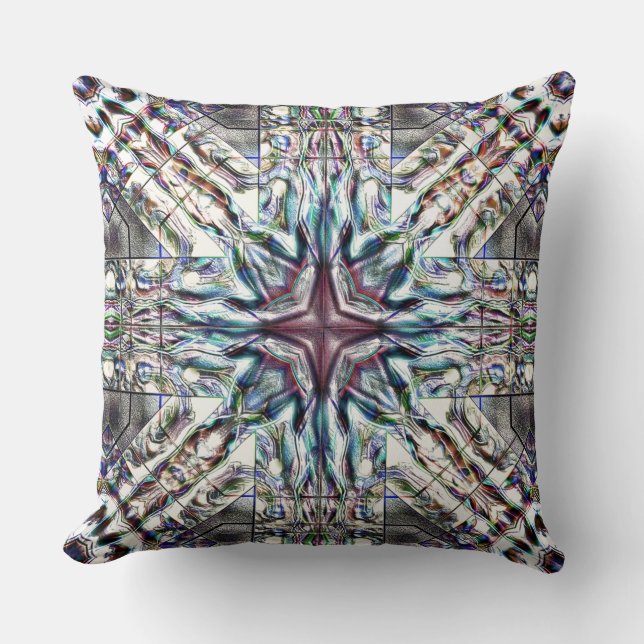 Showy texture kaleidoscope in sandy silvery colour throw pillow (Front)