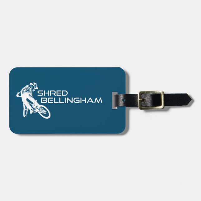 Shred Bellingham Washington Mountain Biking Luggage Tag (Front Horizontal)