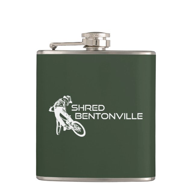 Shred Bentonville Arkansas Mountain Biking Hip Flask (Front)