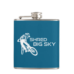 Shred Big Sky Montana Mountain Biking Hip Flask