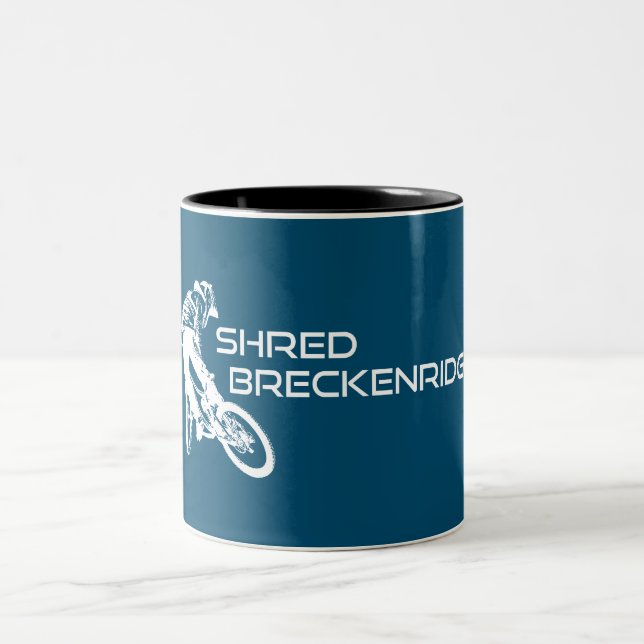 Shred Breckenridge Colorado Mountain Biking Two-Tone Coffee Mug (Center)
