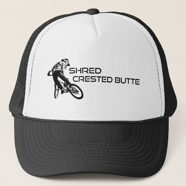 Shred Crested Butte Colorado Mountain Biking Trucker Hat (Front)