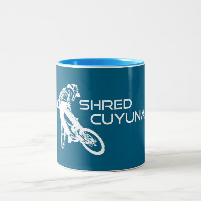 Shred Cuyuna Minnesota Mountain Biking Two-Tone Coffee Mug (Center)