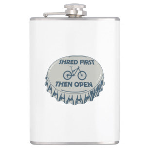 Shred First Then Open Mountain Biking Hip Flask
