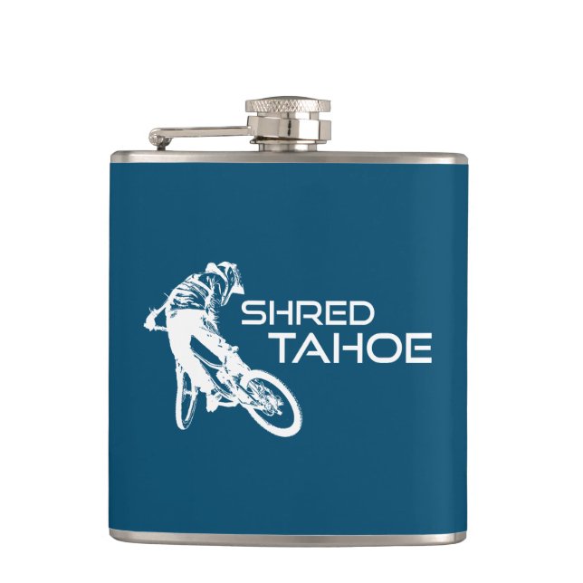 Shred Lake Tahoe Mountain Biking Hip Flask (Front)