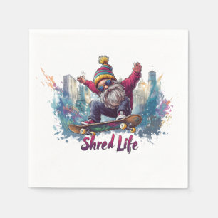 Shred Life - Cool Skateboarding Gnome Napkin