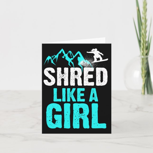 Shred Like A Girl Snowboarding Kids Gift 1  Card (Front)