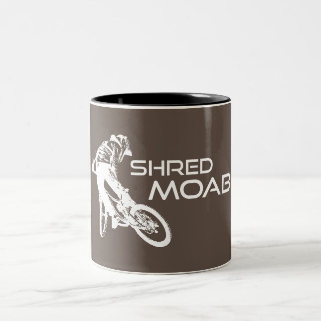 Shred Moab Mountain Biking Two-Tone Coffee Mug (Center)