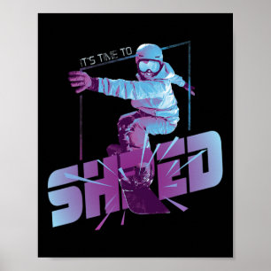 Shred Shirt Vintage Snowboard 80s Costume Snowboar Poster