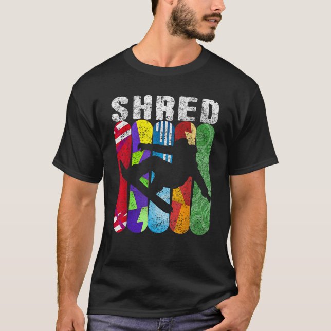 SHRED Snowboard Snowboarding Rider Gift Tee  (Front)