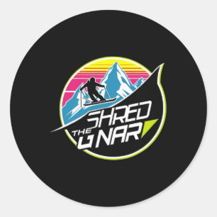 Shred The Gnar Skiing Freestyle Diamond Winter Spo Classic Round Sticker