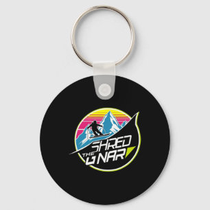 Shred The Gnar Skiing Freestyle Diamond Winter Spo Keychain