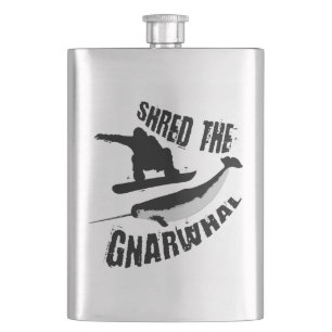 Shred The Gnarwhal Hip Flask