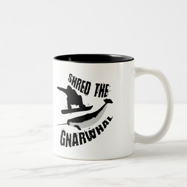 Shred The Gnarwhal Two-Tone Coffee Mug (Right)