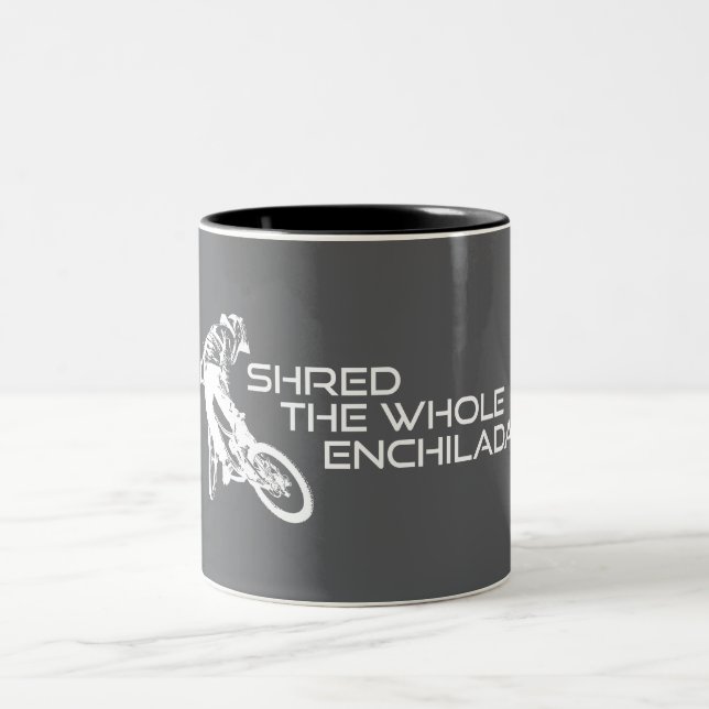 Shred The Whole Enchilada Moab Utah Two-Tone Coffee Mug (Center)