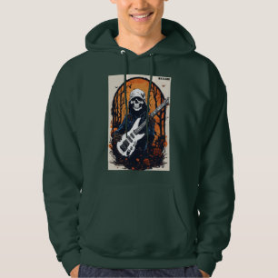 "Shred Till You're Dead: Spooky Skull Guitar Tee" Hoodie