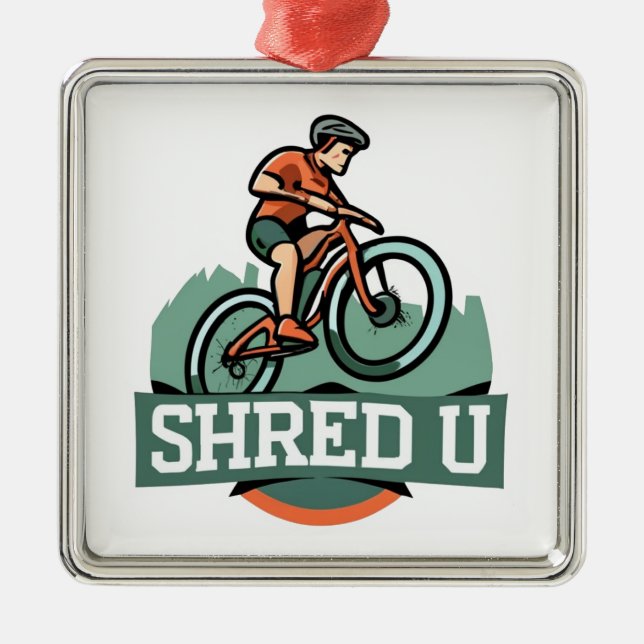 Shred University Mountain Biking Metal Ornament (Front)