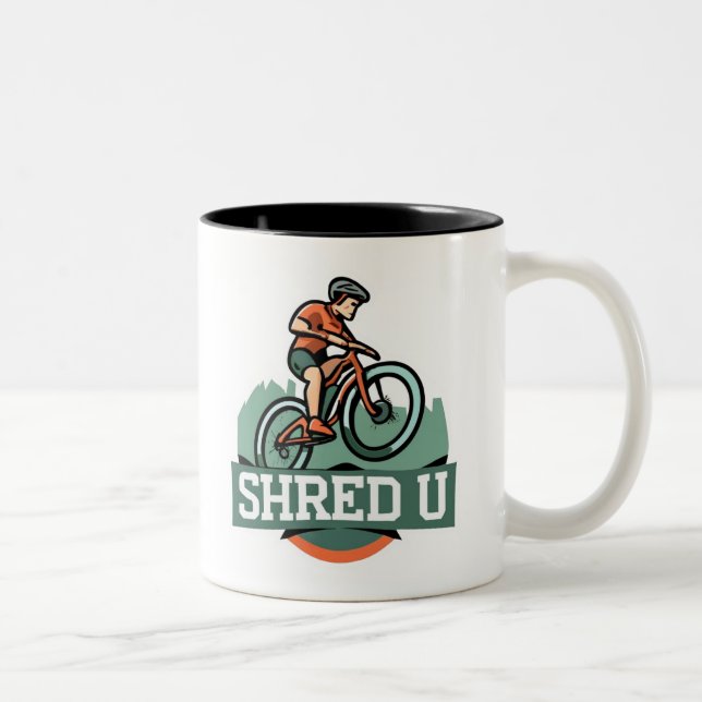 Shred University Mountain Biking Two-Tone Coffee Mug (Right)