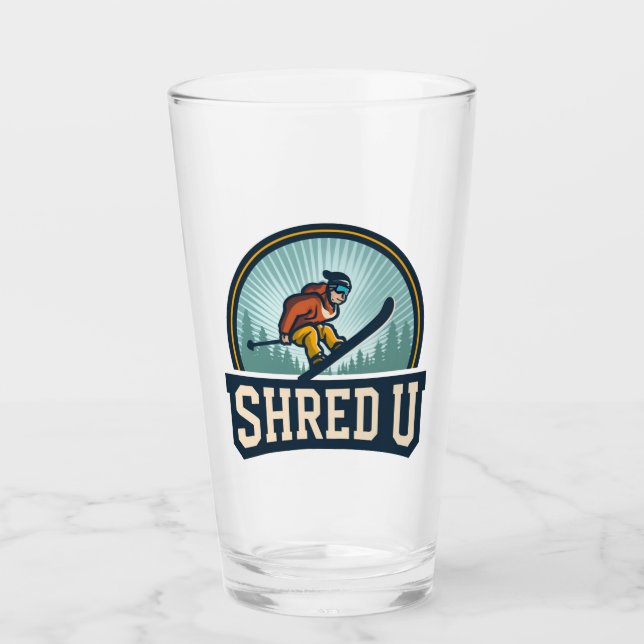 Shred University Skiing Glass (Front)