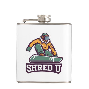 Shred University Snowboarding Hip Flask