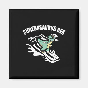 Shredasaurus Rex Ski Dinosaur Kids Funny Skiing Gi Magnet