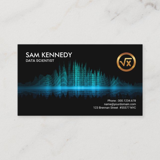 Shredded Binary Paper Blue Wave Data Scientist Business Card (Front)