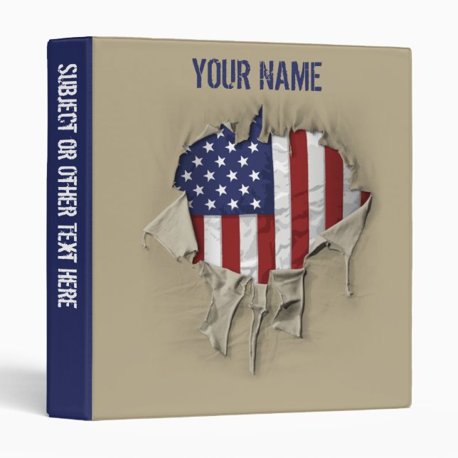 Shredded, Ripped and Torn American Flag Binder (Front/Spine)