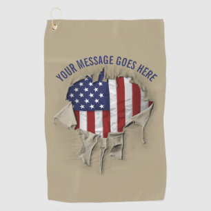 Shredded, Ripped and Torn American Flag Golf Towel