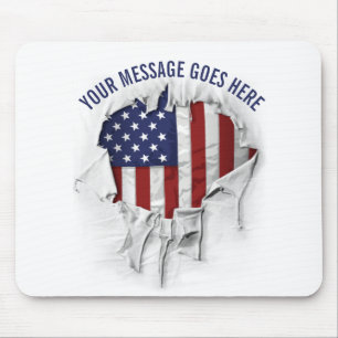 Shredded, Ripped and Torn American Flag Mouse Pad